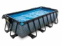 EXIT Stone Pool 400x200x100cm mit Sandfilterpumpe und Abdeckung und Wärmepumpe -