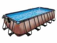 EXIT Wood Pool 540x250x122cm mit Sandfilterpumpe und Abdeckung und Wärmepumpe -