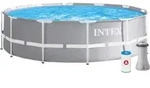 INTEX 26716GS Prism Frame Pool inkl. GS-Filterpumpe und Leiter (366x99cm) - Blau/Grau