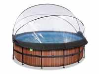 EXIT Wood Pool ø427x122cm mit Sandfilterpumpe und Abdeckung und Wärmepumpe -...