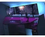 Gaming Tisch &ldquo;Set Up&rdquo; mit LED & Farbwechsel - Grau/Schwarz
