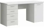 Schreibtisch - 145 x 60 cm - Wei&szlig; matt - 1 T&uuml;r - 4 Schubladen - Wei&szlig;