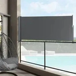Seitenmarkise 120 x 300 cm Grau Sichtschutz Markise Sonnen- & Windschutz - Grau