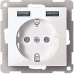 Merten Schuko-Steckdose MEG2366-0325 m.USB Ladeger&auml;t aktivwei&szlig; gl&auml;nzend - Wei&szlig;