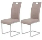 Hela Tische, 2er Set Freischwinger Stuhl Ruby - Kunstleder Cappuccino Steppung -