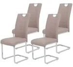 Hela Tische, 4er Set Freischwinger Stuhl RUBY - Kunstleder Cappuccino Steppung -
