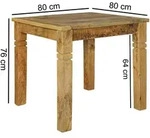 WOHNLING Esszimmertisch WL5.077 Braun 80 x 80 x 76 cm Mango Massivholz Landhaus