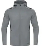 JAKO Unisex Freizeitjacke Challenge mit Kapuze, Farbe:steingrau meliert/schwarz,