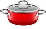 Silit Passion RED 21.0129.7031 LOW Casserole Kochtopf inkl. Deckel, emailliert, 20 cm