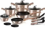 Granit Koch Topf Set Geschirr 15-tlg. Rosegold Metallic Line BERLINGERHAUS BH-1224