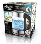 Adler AD 1247 NEW, 1,7 l, 2200 W, Haselnuss, Edelstahl, Transparent, Glas,