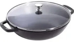 Gusseisen Wok 30 cm mit Deckel - Schwarz