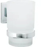 FACKELMANN Glas mit Halter MARE, Glas-Zahnputzbecher mit verchromtem Halter (Farbe: