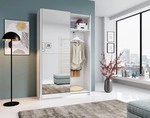 Garderobenschrank - Wei&szlig; matt - 125 x 195 cm - mit Spiegel - Wei&szlig;