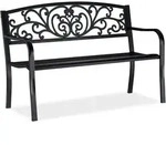 Relaxdays Gartenbank, bequemer 2-Sitzer, mit Vintage-Ornamenten, f&uuml;r Terrasse,