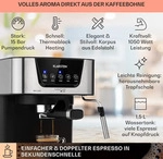 Klarstein 1,5 L Siebtr&auml;germaschine f&uuml;r 2 Tasse Kaffee, Mini Espressomaschine...