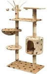 vidaXL Katzen-Kratzbaum 125 cm Beige mit Pfoten-Aufdruck - Beige