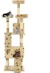 vidaXL Katzen-Kratzbaum mit Sisal-S&auml;ulen 170 cm Beige Pfoten-Aufdruck - Beige