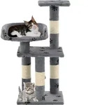 vidaXL Katzen-Kratzbaum mit Sisal-S&auml;ulen 65 cm Pfoten-Aufdruck Grau - Grau