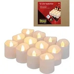 Idena 12 LED Teelichter Kerze warmwei&szlig; mit Flackereffekt und Timer wei&szlig; - Wei&szlig;