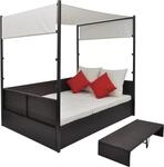 vidaXL Gartenbett mit Baldachin Braun 190&times;130 cm Poly Rattan