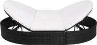 vidaXL Outdoor-Loungebett mit Kissen Poly Rattan Schwarz