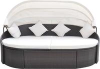 vidaXL Outdoor-Loungebett mit Dach Poly Rattan Braun