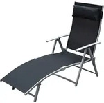 Outsunny Sonnenliege Liegestuhl Gartenliege 7 Positionen verstellbar Schwarz -