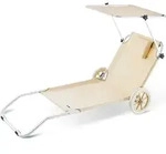 CASARIA Sonnenliege klappbar mit Sonnendach und R&auml;dern Beige - Beige