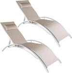 tectake&reg; 2 Sonnenliegen aus Aluminium, 5-stufig - Beige