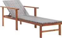 vidaXL Sonnenliege mit Auflage Poly Rattan Akazie Massivholz Grau