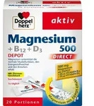 Doppelherz | Aktiv Magnesium 500 + B12 + D3 Direct Depot | 20 Portionen