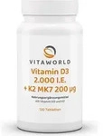 Vitaworld Vitamin D3 2.000 I.E. + K2 MK7 200 &mu;g Tabletten, 120 St. Tabletten