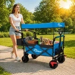 SAMAX Faltbarer Bollerwagen Offroad mit Dach - Blau - Blau