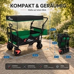 SAMAX Faltbarer Bollerwagen Offroad mit Dach - Schwarz / Gr&uuml;n - Schwarz/Gr&uuml;n