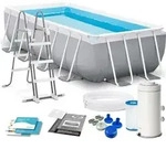 INTEX 26788GN Prism Frame Pool rechteckig 400x200x100 cm Set mit Pumpe und Leiter -