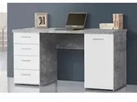 Schreibtisch NETBOB, 1-trg, 4 Schubladen, Beton Optik / Wei&szlig; von Forte - Wei&szlig;/Grau