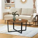 VASAGLE Couchtisch rund mit Eisengestell &Oslash; 88 x 47 cm, Kaffeetisch -...