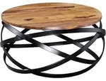 WOHNLING Couchtisch MANUR 60x30x60 cm Sheesham Massivholz / Metall Sofatisch