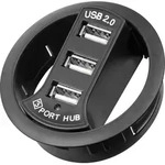 3-Port USB-Einbau-Hub zum Einbau in Tischdurchf&uuml;hrungen von 60 mm - Schwarz