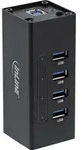 InLine USB 3.0 Hub, 4 Port, Aluminiumgeh&auml;use, schwarz, mit 2,5A Netzteil, USB 3.2