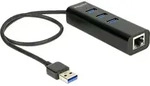 Delock USB 3.0 Hub 3 Port + 1 Port Gigabit LAN 10/100/1000 Mb/s - Hub - 3 x