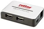 ROLINE USB 2.0 Hub "Black and White", 4 Ports, mit Netzteil