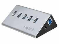 LogiLink USB 3.0 Hub mit Netzteil 4 Port + Schnell-Ladeport