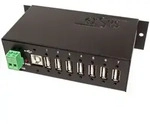 USB 2.0 HUB 7-Port Industrieller Metall-HUB,NEC Chips. - Schwarz