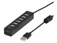 USB 2.0 HUB 7 Port Adapter 480 MBit/s High Speed Erweiterung, Schwarz