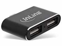 InLine® Mini USB 2.0 Hub, USB-C Stecker auf 2x USB A Buchse, schwarz