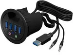 RaidSonic ICY BOX Tisch-Hub, 4x USB-A 3.0, Audio, Einbau 60mm, schwarz, 1 Stk. -