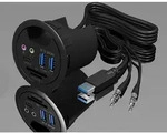 RaidSonic ICY BOX Tisch-Hub, 2x USB-A 3.0, 1x USB-C, SD/microSD, Audio, Einbau 60mm,