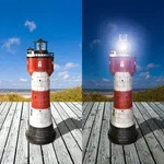 Solar Leuchtturm Roter Sand XXL mit rotierendem LED Reflektor 108 cm - Rot